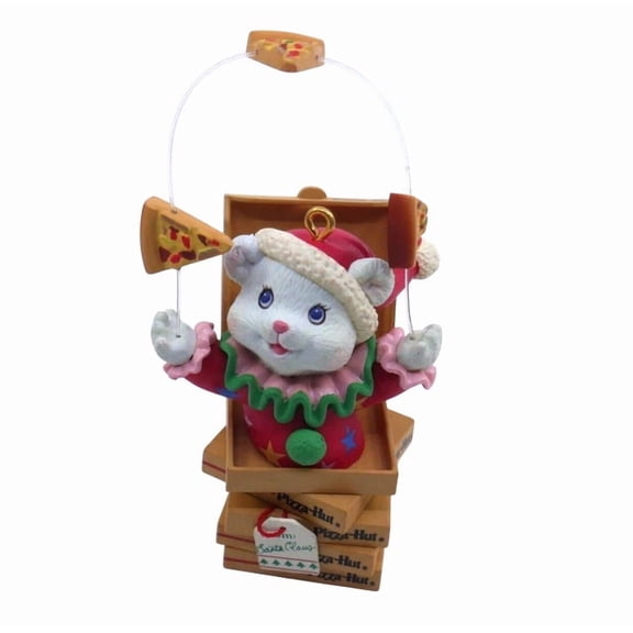 1994 Hand-Tossed Tidings (Pizza Mouse) Enesco Christmas Tree Ornament 599166