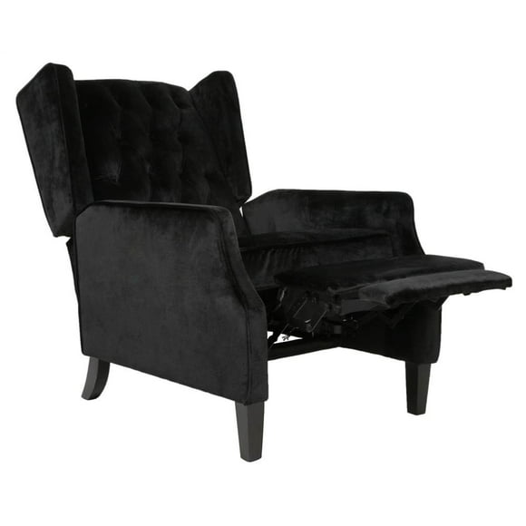 Keating Traditional Wingback Recliner in Black and Dark Brown