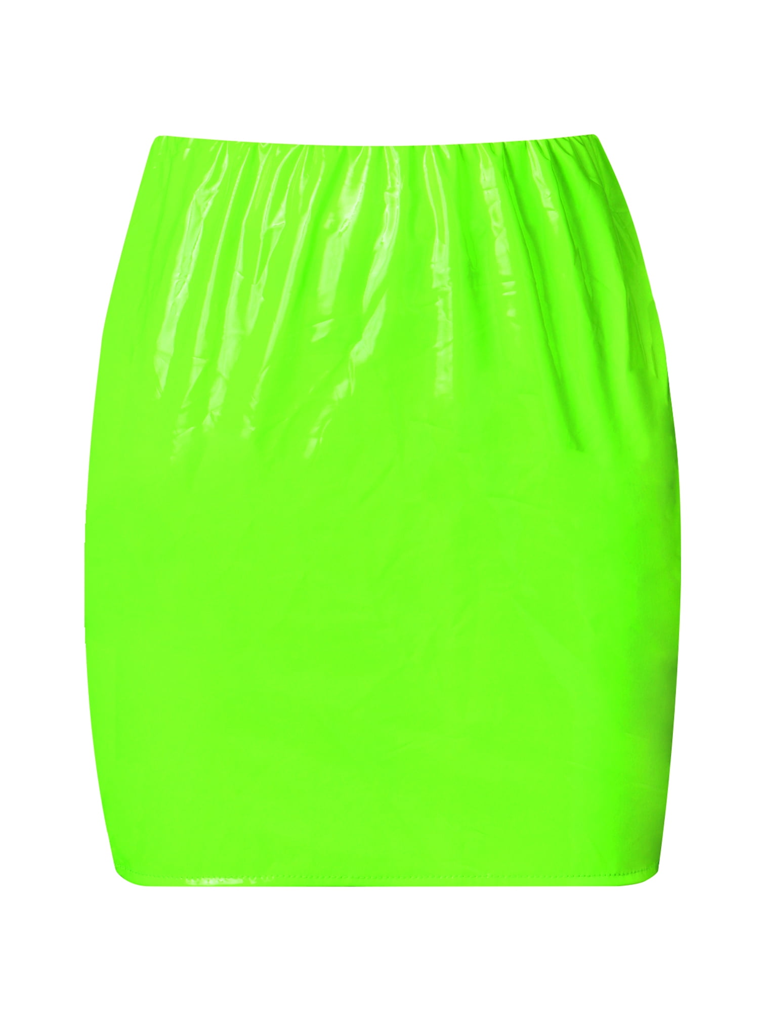 Sunisery Women Bodycon Mini Pencil Skirt Pu Leather High Waist Bright ...