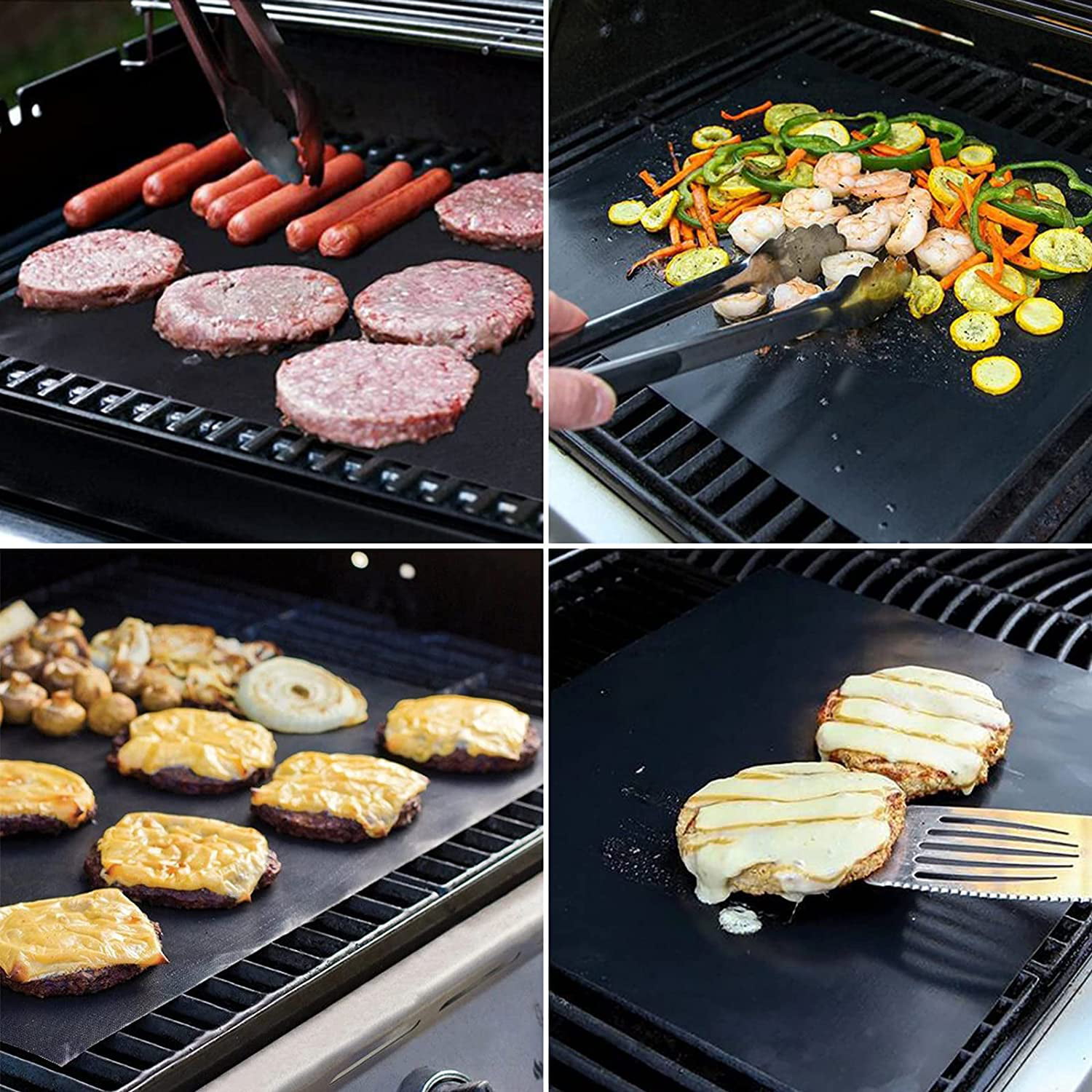 Non-Stick BBQ Grill Mats Durable,Reusable,Easy to Clean Timmenis Grill Mat Set of 6 BBQ Mats for Barbecue Grilling & Baking,Electric Grill Gas Charcoal BBQ, 