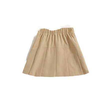 

Toddler Girls Solid Pleated Skirt Khaki 130(7-8Y)
