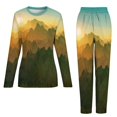 thumbnail image 5 of Elegant Mountains Pajamas Daily Sunset Print Casual Oversized Sleepwear Women Long Sleeve Pattern Retro Pajama Sets, 5 of 7