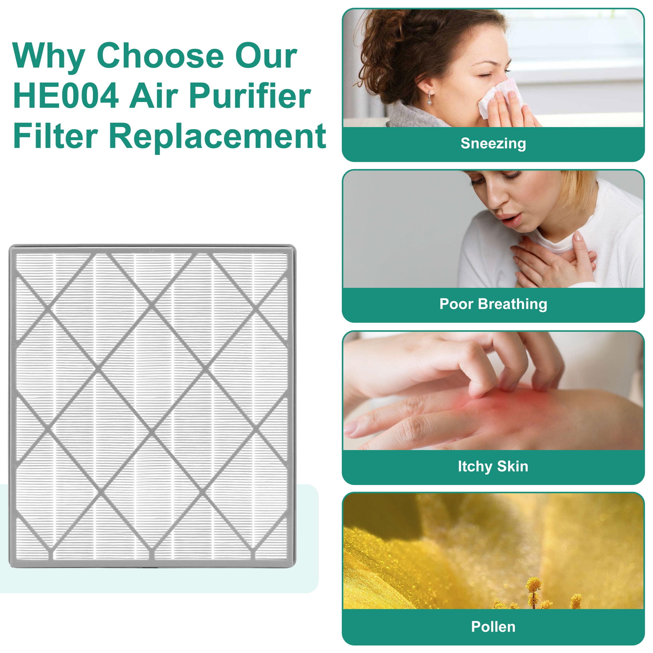 AMI PARTS HE400 HE401 HEPA Filter Replacement for Shark Air Purifier 4 Fans HE4FKPET HE402 HE405
