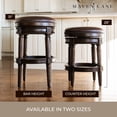 thumbnail image 6 of Maven Lane Pullman Backless Bar Stool in Dark Walnut Finish with Vintage Brown Vegan Leather, Set of 3, 6 of 6