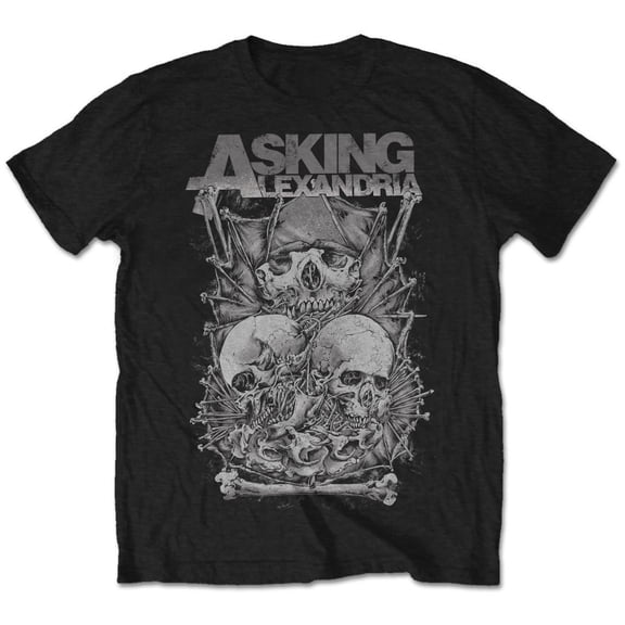 Men's Asking Alexandria Skull Stack Slim Fit T-shirt Small Black