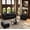 Black Faux Leather, variant on LLappuil Ottoman Square Footrest for Modular Sectional Sofa, Velvet Foot Stool for Living Room Beige