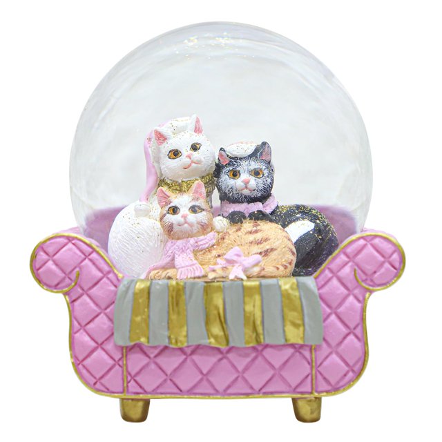 Sofá Mingfuxin con forma de bola de nieve con forma de globo de nieve rosa, decoración infantil, 15 x 16 cm