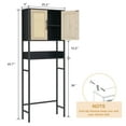 thumbnail image 3 of Faitaliicy Rattan Over The Rack Toilet Storage Cabinet Wood Bathroom Organizer With Adjustable Shelf Tall Freestanding Washer Shelf Small Cupboard Above Toilet Shelf Toilet Rack For Laundry Restroom, 3 of 7