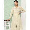 thumbnail image 3 of Janasya Indian Women's Off White Dobby Cotton Solid A-Line Kurta, 3 of 6