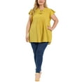 thumbnail image 3 of Unique Bargains Women's Plus Drawstring Split V Neck Flutter Sleeve Tunic Top, 3 of 6