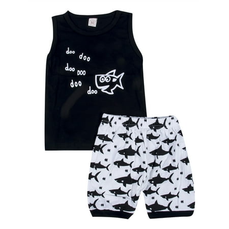 

2PCS Infant Baby Boys Cartoon T-shirt Tops Shorts Summer Outfits Set Clothes