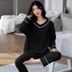 thumbnail image 4 of Conjunto de Pijama de 100 KG para mujer, ropa de dormir de dos piezas, pantalón de manga larga, traje de algodón para otoño e invierno, 5XL, 4 of 4