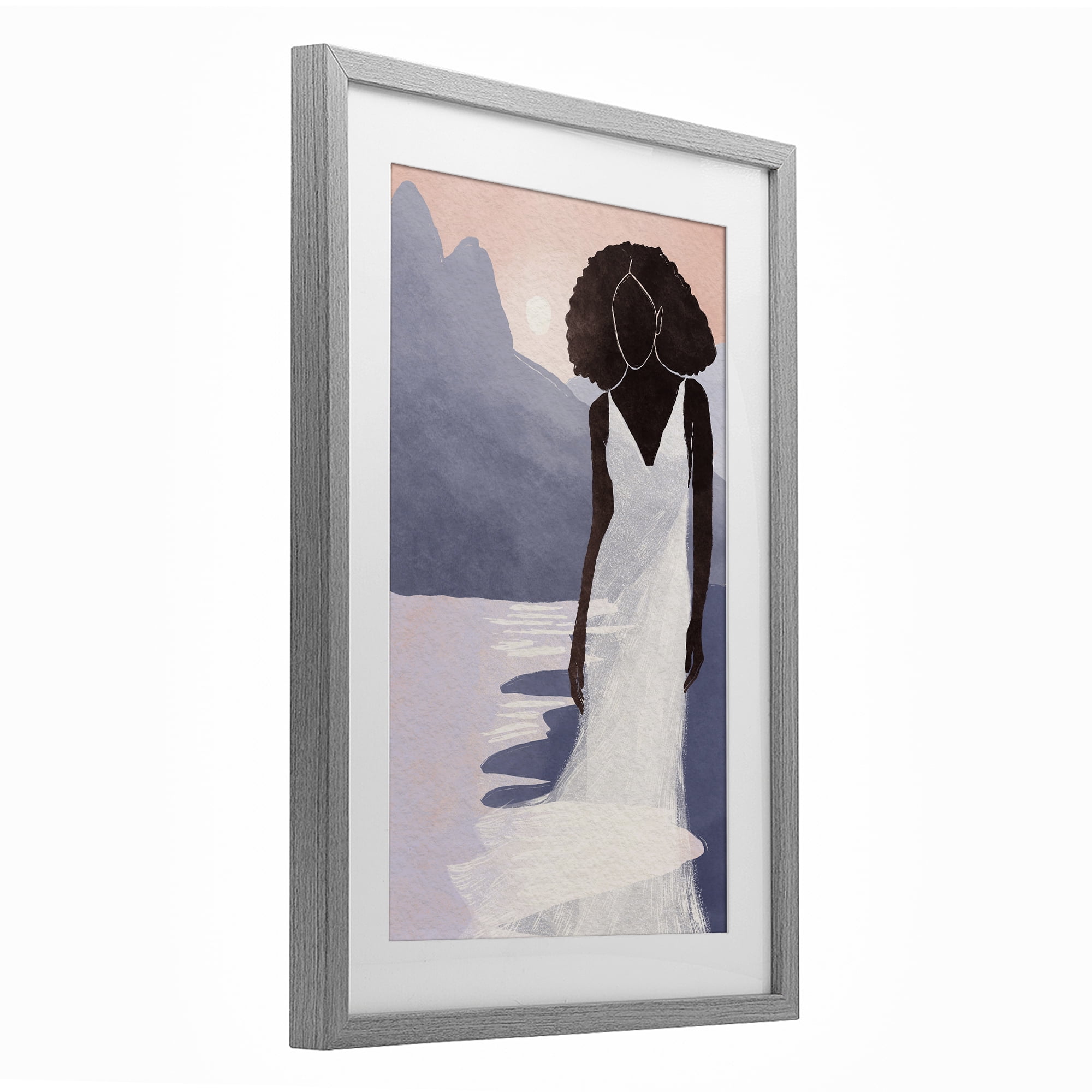 Stupell Industries White Gown Silhouette at Sunset Gray Framed Print Under Glass, design by Yuyu Pont