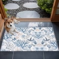 thumbnail image 4 of 2x3 Door Mat Rug, Coastal Coral Non-Skid Rubber Backing Large Rectangle Rugs - Living Room Bedroom Home Office, Vintage Ocean Blue Starfish Conch Nature Indoor Floor Mat Carpets Washable Rug, 4 of 9