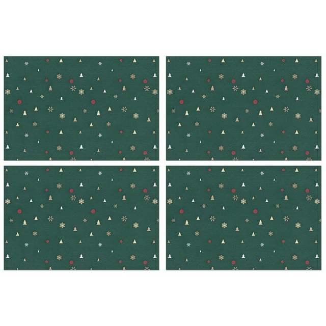 Merry Christmas Xmas Tree Snowflake Set Of 4 Holiday Table Place Mats Heat-resistant Placemats 12 X 18 Inch Seasonal Farmhouse Holiday Rustic Decor for Kitchen Dining Table,Kitchen Table Mats