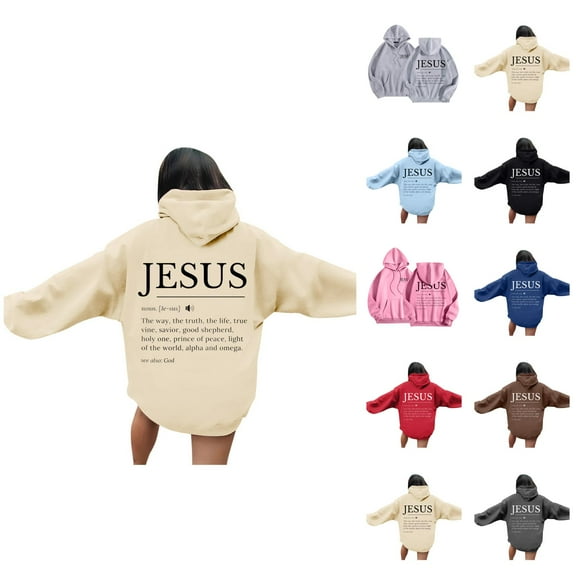 Jesus Hoodies for Women 2025 Long Sleeve Christian Y2K Graphic Hoodie with Pockets Hooded Sweatshirt Pullover Tops