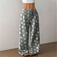 thumbnail image 6 of Women's Fuzzy Plush Pajama Pants Drawstring Elastic Waist Wide Leg Bottoms Pants, 6 of 9