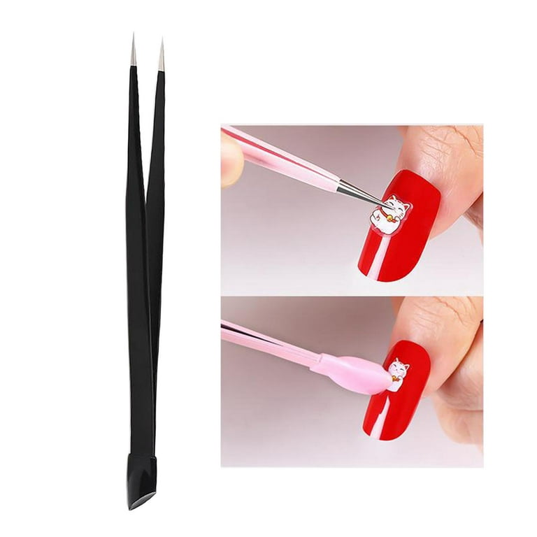 Multi-fonction Nail Tweezers Sticker with Silicone Pressing Head Nails Tools - Black, Size: 30x22cm