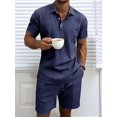 thumbnail image 5 of Men 2 Piece Outfits Casual Top and Pants Sets Dark Blue S, 5 of 9