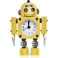 thumbnail image 1 of CHAO Reloj despertador robot de metal inoxidable que no hace tictac: reloj despertador con luces intermitentes y pinza para la mano (amarillo), 1 of 4