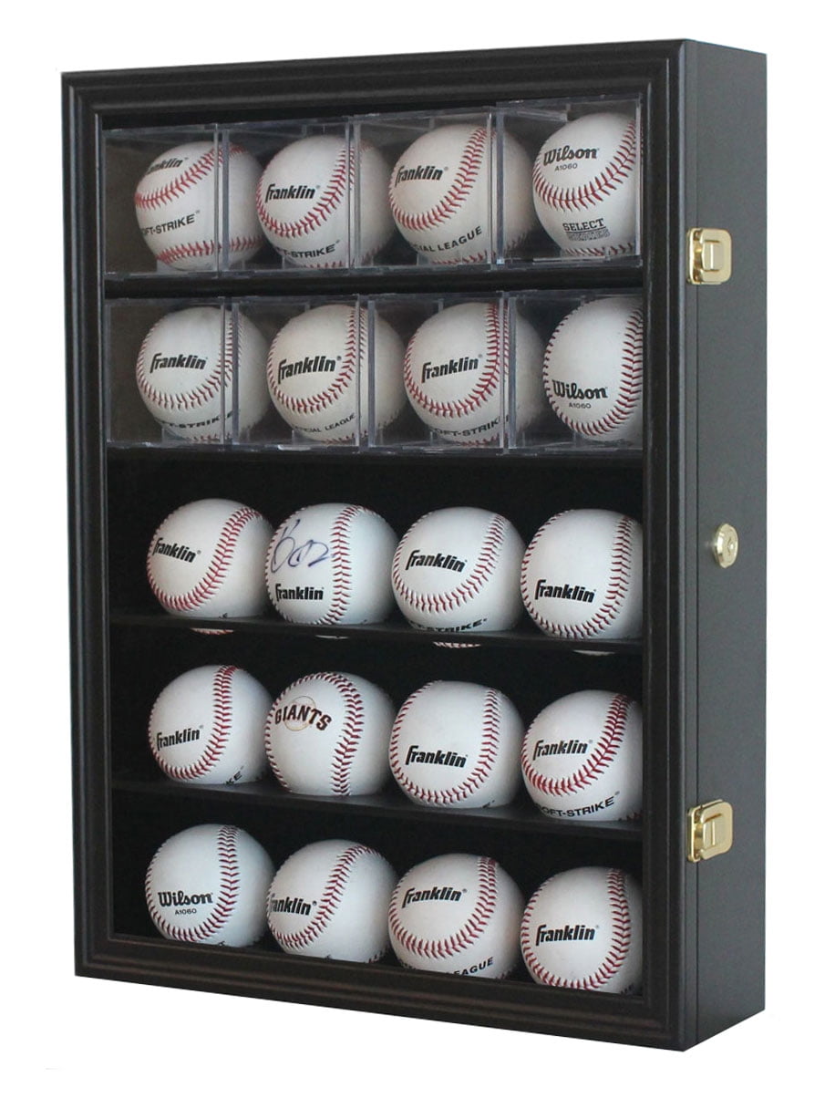 40 Baseball Ball Hockey Puck Display Case Cabinet Rack Wall Holder 98% UV 