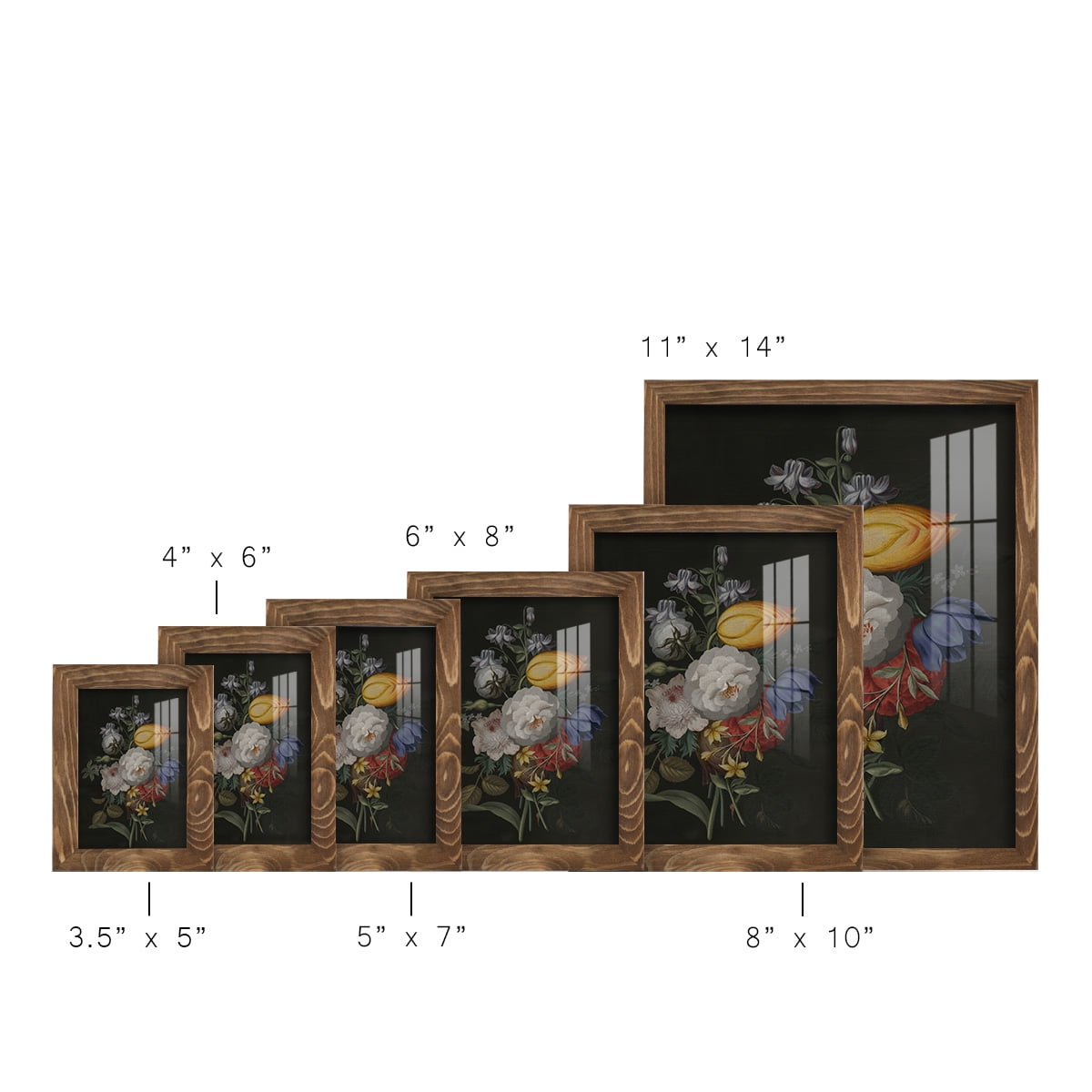 Dramatic Bouquet III -Framed Print w/glass-Walnut