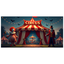 Red White Striped Tent Circus Banner Clown Decoration Carousel Vintage Design for Children's Party Event Celebration