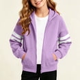 thumbnail image 2 of Wsyxszg Zip Up Hoodies for Girls Fall Striped Hooded Long Sleeve Sweatshirts Kids Trendy Relaxed Fit Everyday Jackets 5-14T, 2 of 8