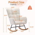 thumbnail image 3 of SENCHO GINSYTALIOR Nursery Rocking Chair Teddy Upholstered Glider Rocker,Rocking Accent Chair Padded Seat with High Backrest ,Solid Wood Legs for Nursery Bedroom Living Room, 3 of 8
