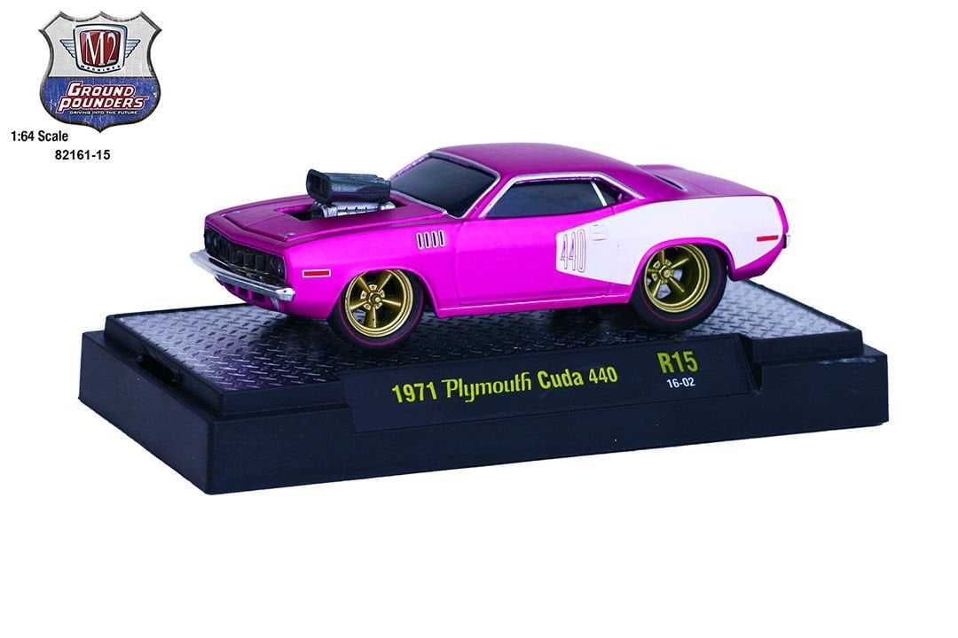 1/64 1971 Plymouth Cuda 440 M2 Machines Ground Pounders Release 17 