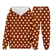 thumbnail image 4 of Girls Cute 2 Piece Outfits Sweatsuit Kids Fleece Hoodies Sweatshirt and Sweatpants Set Fall Tracksuit with Pockets New Fleece Winter Sleepwear for Kids Brown 10-11 Years, 4 of 5