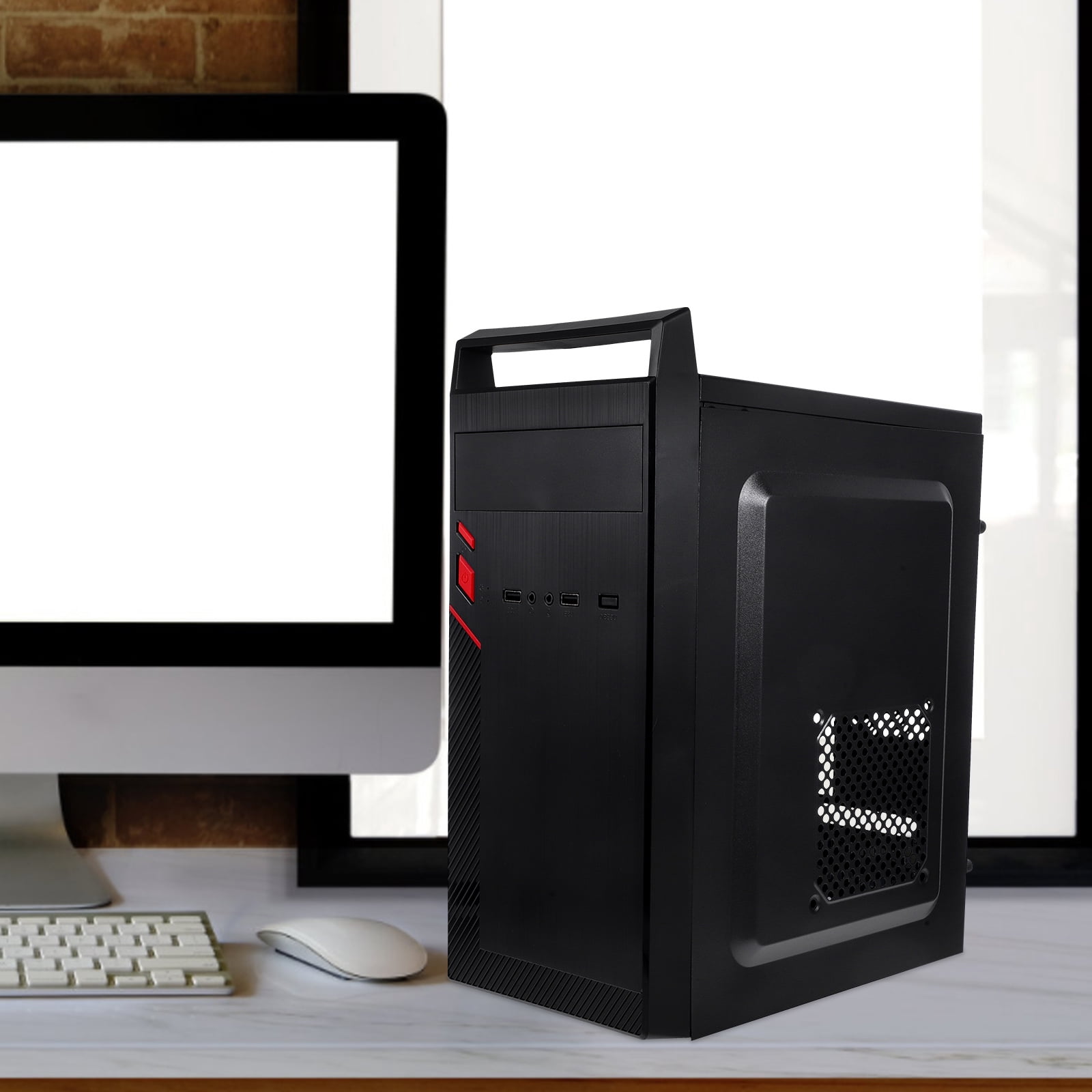 OUNONA Black PC Computer Case 1 Piece Computer Holder for Desktop Tower