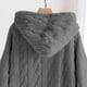 thumbnail image 4 of Batas de invierno para mujer, de forro polar, con capucha, manga larga, cuello redondo, largo medio, camisón para mujer, 4 of 8