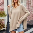 thumbnail image 4 of Lilgiuy Women V-neck Fashion Knit Solid Color Charming Pullover Sweater Streetwear, 4 of 5