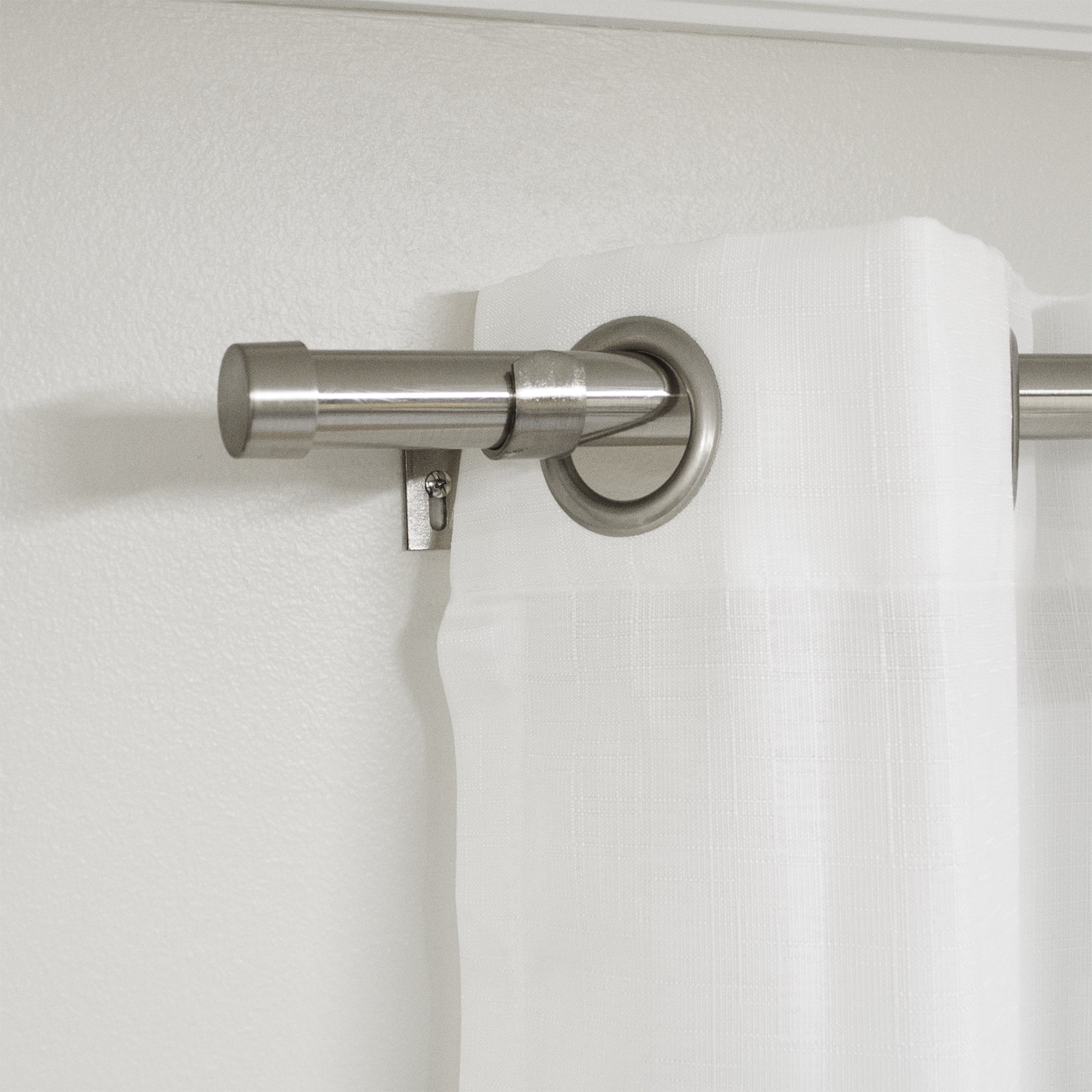 Better Homes & Gardens 1" Plated Brushed Nickel Cap Adjustable Single Curtain Rod Set, 32-120"
