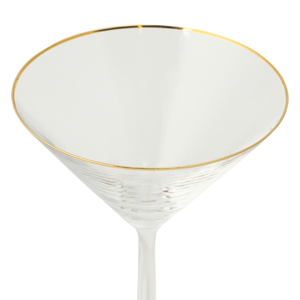 (2 pack) Thyme & Table 7 fl oz Martini Glass with Gold Rim