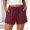 Wine women's plus size shorts a1, variant on Cagogo Women's Cotton Linen Plus Size Shorts Elastic Waist Flowy Casual Beach Vacation Shorts Solid Boho Loose Regular Fit Summer Trousers, Green XL