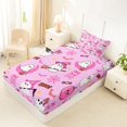 thumbnail image 4 of Manfei Cute Ghost Sugar Skull Twin Sheets 3pcs, Halloween Spooky Pumpkin Bedding, Hot Pink White,1 Fitted Sheet, 1 Flat Sheet and 1 Pillowcase, 4 of 5