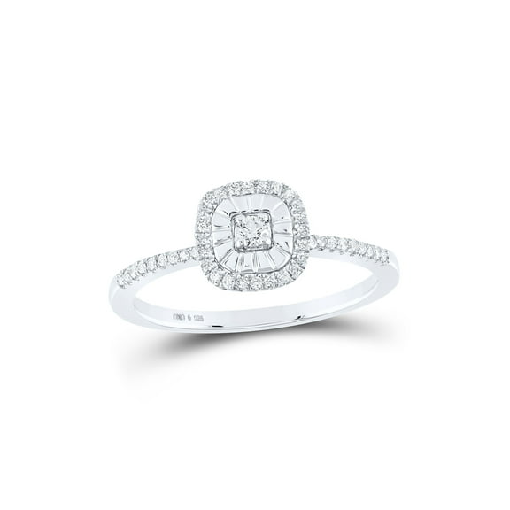 Sterling Silver Womens Round Diamond Square Ring 1/5 Cttw
