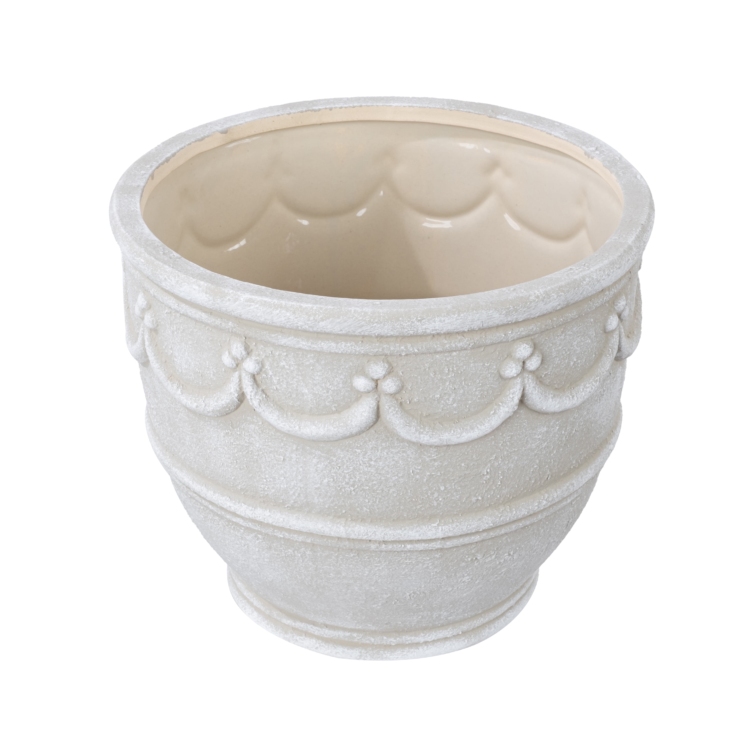 My Texas House 12 in Retro Planter, Cream