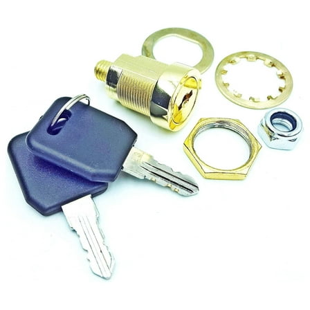 Stack-On Replacement Lock - Key Lock for Gun Cabinets - Direct Replacement for Current Models - Includes 2 Keys - Bright Brass Finish
