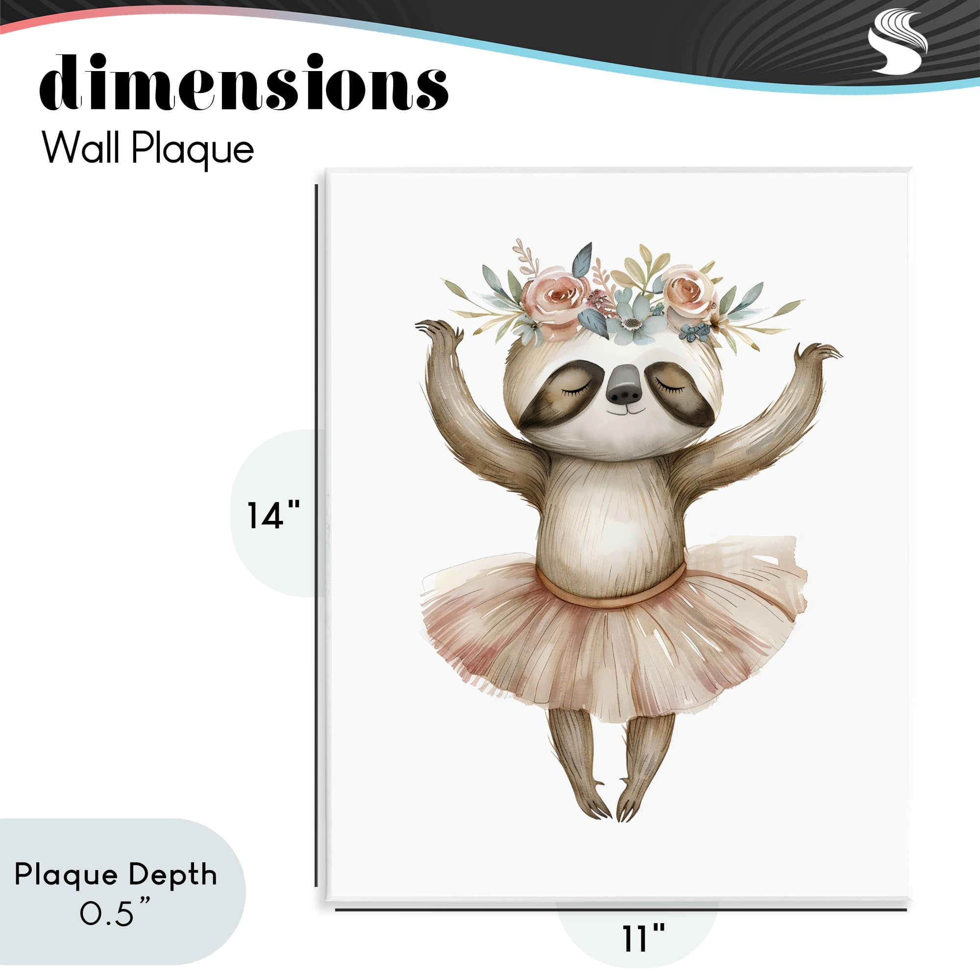 Stupell Industries Dreamy Sloth Ballet with Flowers Wall Plaque Art, design by LSR Design Studio