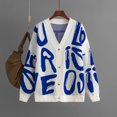 thumbnail image 2 of Cardigan Women Letter Jacquard Sweater Autumn And Breasted Long Sleeve Sweater Outside Lightweight Outwear Coats, 2 of 3