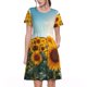 thumbnail image 1 of Balery Sunlit Sunflower Field Vestidos sueltos de manga corta para mujer, vestidos de verano 2025, vestidos casuales de corte A con vuelo., 1 of 6