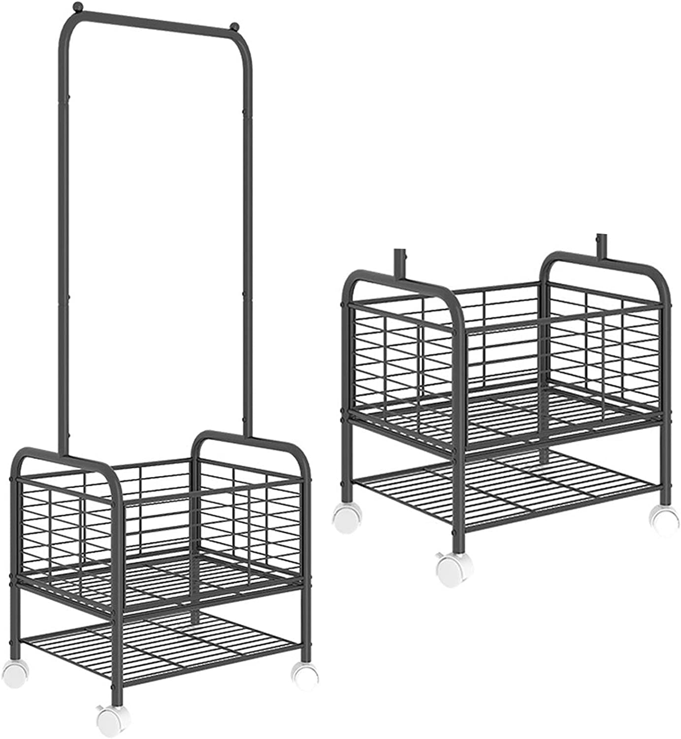 Wire Commercial Rolling Laundry Cart with hanger 2.5 Bushel Wire