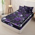 thumbnail image 2 of Homewish Halloween Horror Skull Zipper Twin Comforter Sets with Fitted Sheet and 2 Pillowcases,Goth Romantic Rose Zipper Bedding Set,Purple,Black Reversible,4pcs, 2 of 8