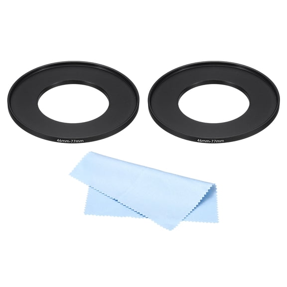 Uxcell 46mm-77mm Step Up Ring with Cleaning Cloth, 2 Pack Camera Lens Filter Adapter Ring, Black