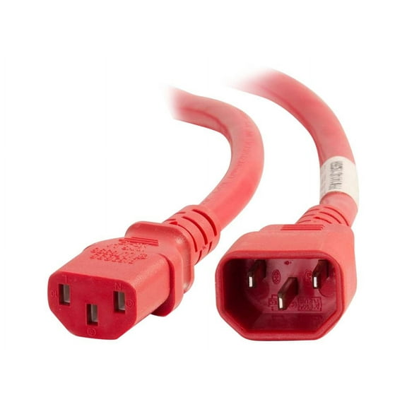 C2G 17535 14 AWG Power Cord - C14 to C13, Red (3 Feet, 0.91 Meters)
