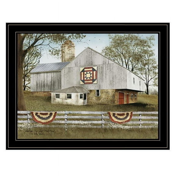 Trendy Decor 4U American Star Quilt Block Barn Framed Wall Art BJ1020GP-704G