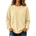 thumbnail image 2 of Stralyhd Womens Sweatshirt Oversized Long Sleeve Crewneck Sweater 2026 Fall Casual Fashion Pullover Top Stretchy Loose Outfits Basic Lounge Wear Beige 3XL, 2 of 7